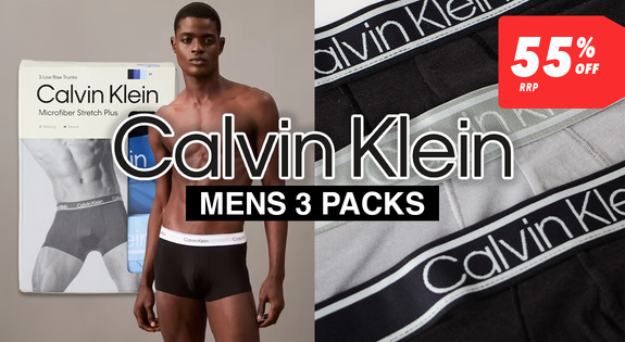 Shop the Calvin Klein Mens 3 Packs 55% off RRP! sale