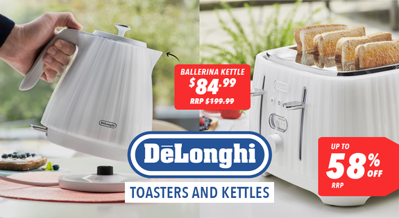 Shop the DeLonghi Toasters and Kettles - Up to 58% off RRP sale