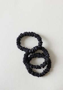 Slumber - 100% Silk Skinny Scrunchie 3pack - Black