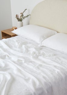 George Collective - 100% European Flax Linen Sheet Set - Super King - White