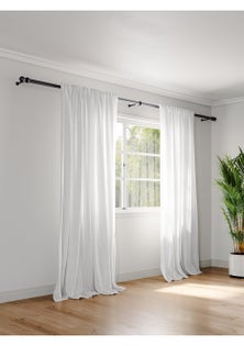 George Collective - 100% Linen Pencil Pleat Curtain Pair - W150 x D250cm - Sheer White