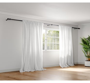 George Collective - 100% Linen Pencil Pleat Curtain Pair - W150 x D250cm - Sheer White