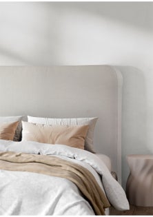 George Collective - Curved Edge Linen Look Headboard - Queen - Natural