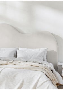 George Collective - Wave Velvet Headboard - Queen - Off White