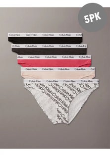 Calvin Klein - Womens Carousel Bikini 5Pk - Black/Charcoal Heather/Lipgloss/Nymphs Thigh/Bold Track Logo Black White