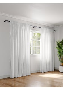 George Collective - 100% Linen Pencil Pleat Curtain Pair - W280 x D221cm - Sheer White