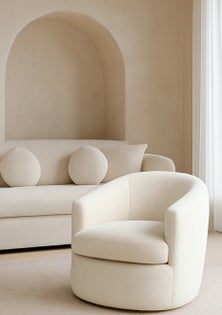George Collective - Hamptons Swivel Chair - White Boucle