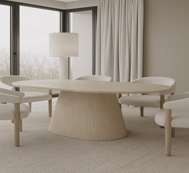 George Collective - Celine Arch Dining Table 180cm - Travertine Look
