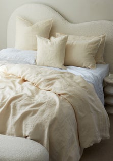 George Collective - 100% European Flax Linen Duvet Cover Set - King - Shortbread