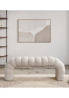 George Collective - Channel Curve Bench - White Boucle