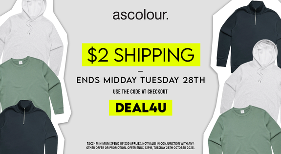 Shop the AS Colour - $2 Shipping - Ends Tuesday Midday sale