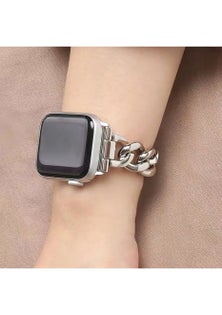 Stainless Steel Chain Bracelet Compatible With Apple Watch Band for 42MM 44MM 45MM-Sliver
