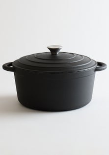 George Collective - Cast Iron Round Casserole 28cm - Matte Black/Silver Lid