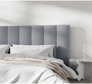 George Collective - Ribbed Headboard - Super King - Grey Linen Look