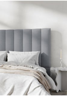 George Collective - Ribbed Headboard - Super King - Grey Linen Look