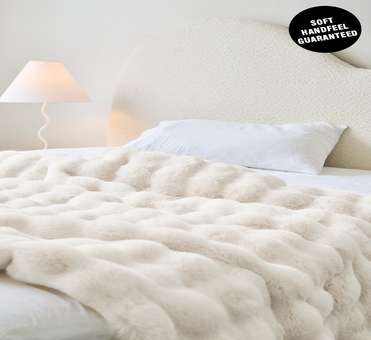 George Collective - SUPERSOFT Bubble Faux Rabbit Fur Throw - Milk