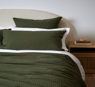 George Collective - 100% Cotton Waffle Duvet Cover Set - King - Olive